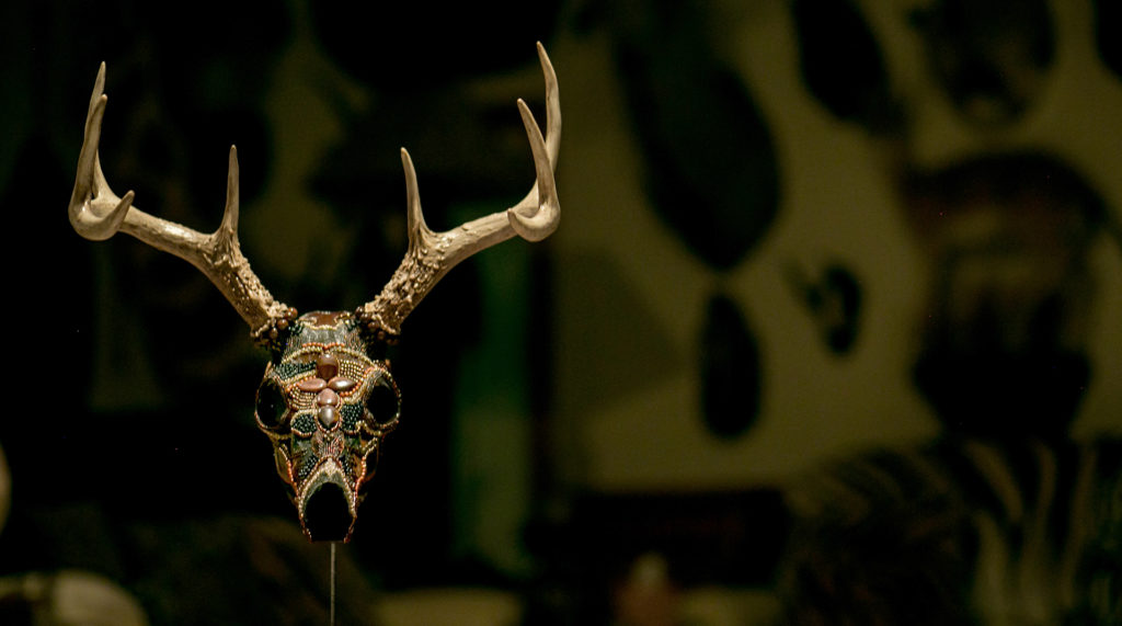 Ancient Warrior whitetail beaded skull art