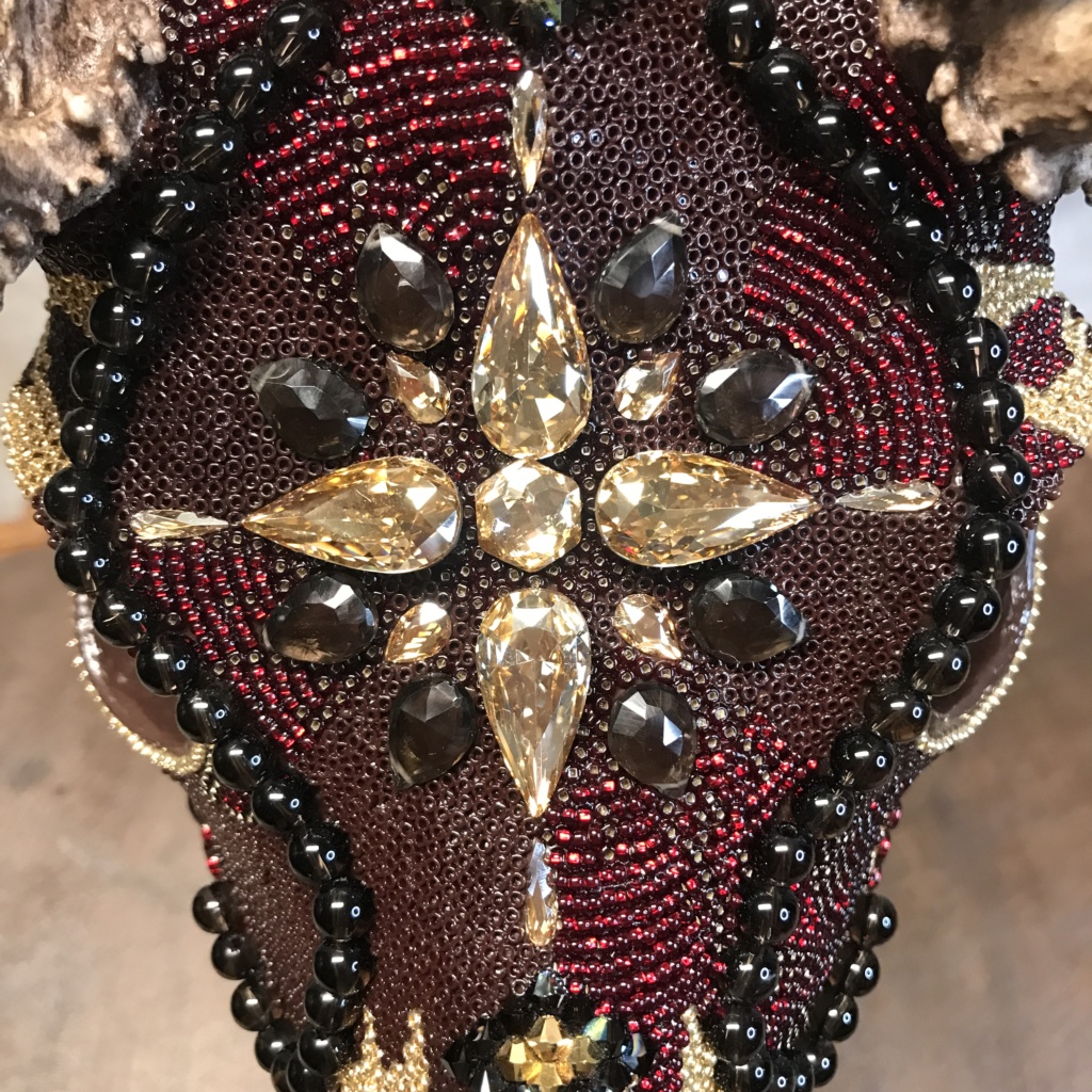 Close up of the central beading on The Preacher.